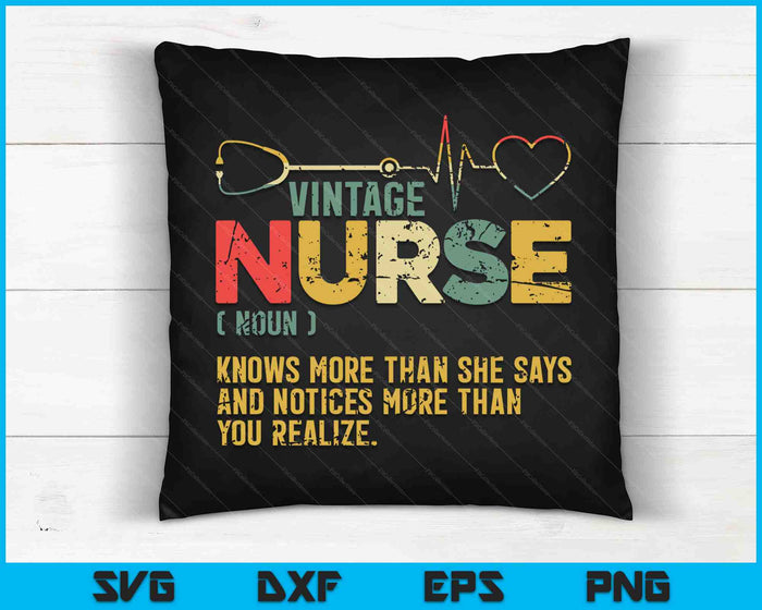 Vintage Nurse Definition Hospital Medical Registered Nursing SVG PNG Digital Cutting Files