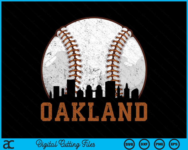Vintage Oakland Cityscape Baseball SVG PNG Digital Printable Files