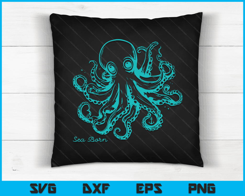 Vintage Octopus Marine Biologist Design Green Sea Life SVG PNG Files ...