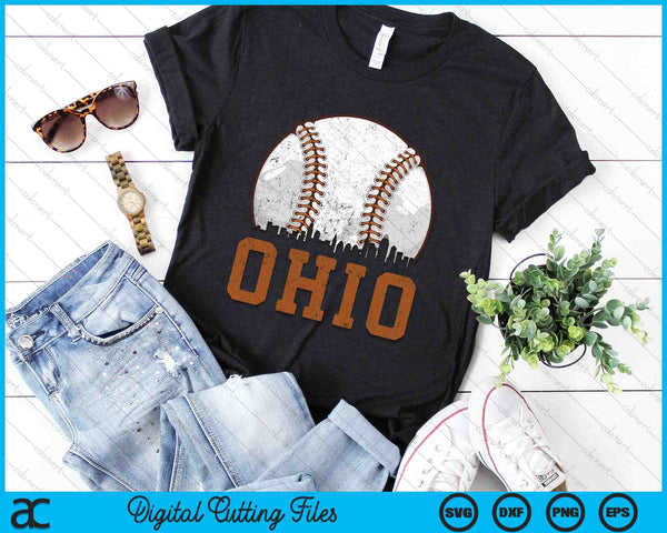 Vintage Ohio Cityscape Baseball SVG PNG Digital Printable Files