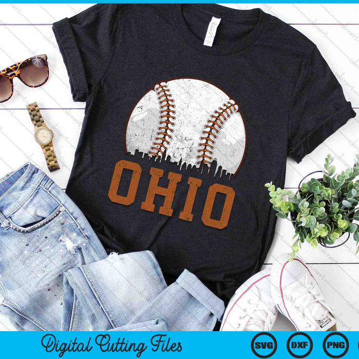 Vintage Ohio Cityscape Baseball SVG PNG Digital Printable Files