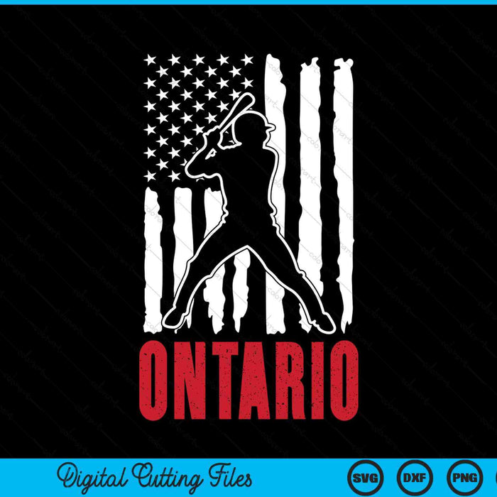 Vintage Ontario American Flag Distressed Baseball SVG PNG Digital Cutting Files