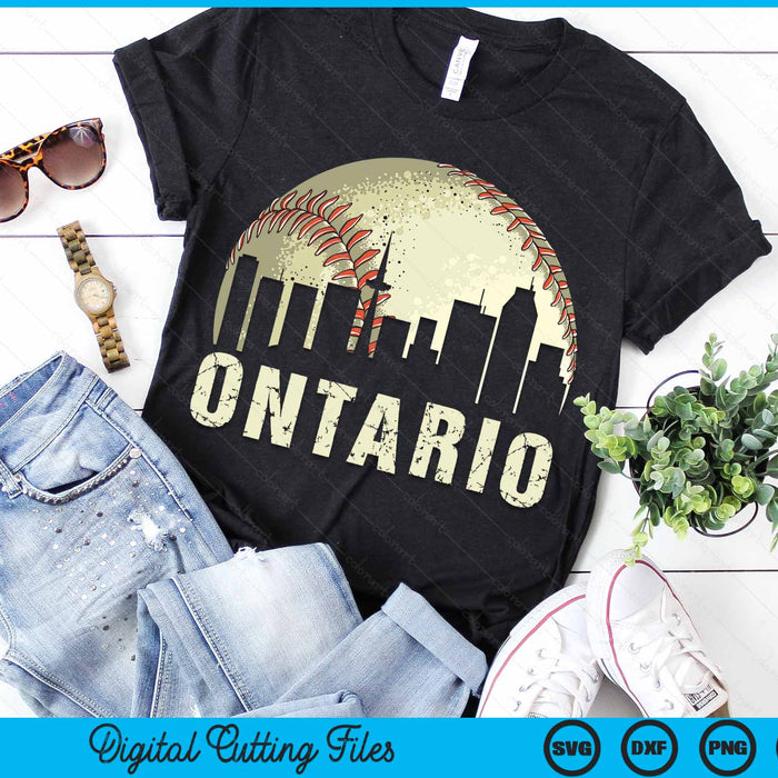 Vintage Ontario Cityscape Baseball Lover SVG PNG Cutting Printable Files