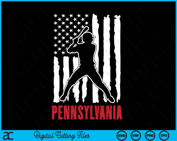 Vintage Pennsylvania American Flag Distressed Baseball SVG PNG Digital Cutting Files