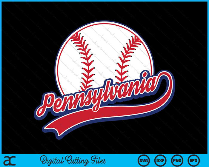 Vintage Pennsylvania Cityscape Baseball SVG PNG Digital Cutting Files