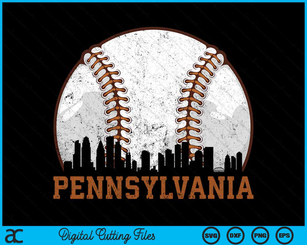 Vintage Pennsylvania Cityscape Baseball SVG PNG Digital Printable Files
