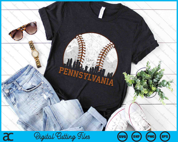 Vintage Pennsylvania Cityscape Baseball SVG PNG Digital Printable Files