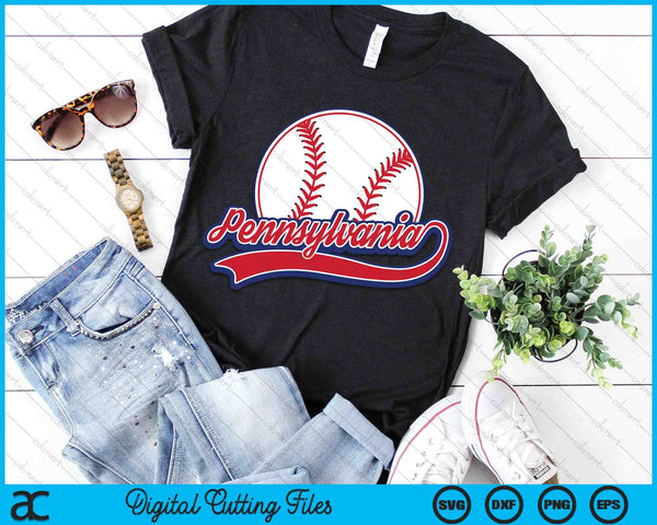 Vintage Pennsylvania Cityscape Baseball SVG PNG Digital Cutting Files