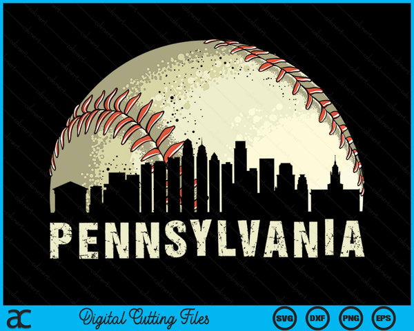 Vintage Pennsylvania Cityscape Baseball Lover SVG PNG Cutting Printable Files
