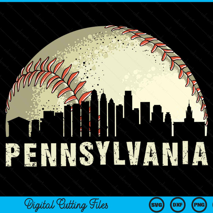 Vintage Pennsylvania cityscape baseball lover SVG PNG cut file for Cricut