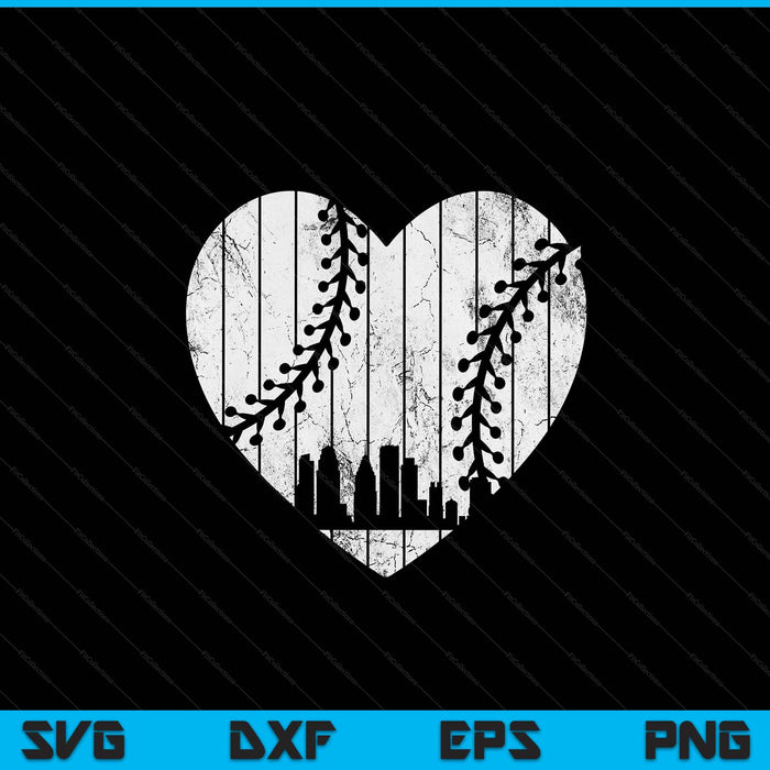 Vintage Philadelphia baseball heart with skyline SVG cut file