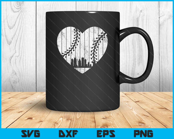 Vintage Philadelphia Baseball Heart With Skyline SVG PNG Digital Cutting Files