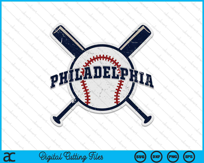 Vintage Philadelphia Baseball Retro Philly Cityscap SVG PNG Digital Cutting Files