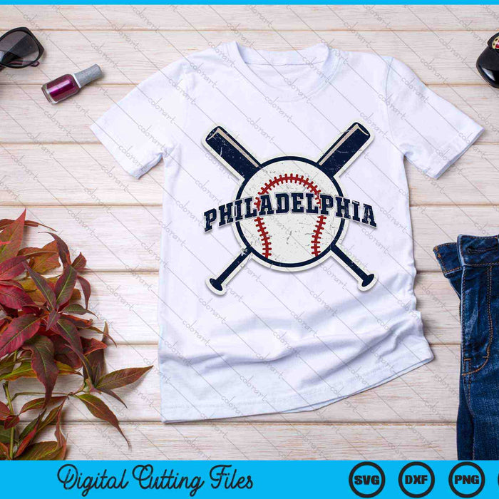 Vintage Philadelphia Baseball Retro Philly Cityscap SVG PNG Digital Cutting Files