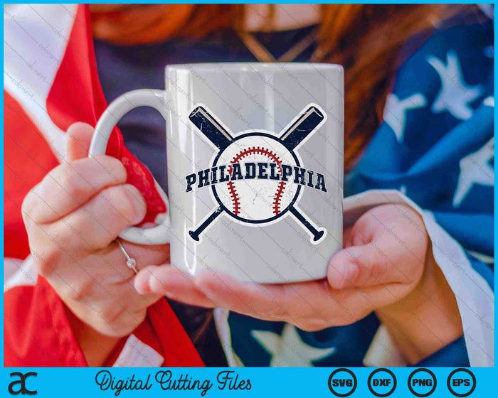 Vintage Philadelphia Baseball Retro Philly Cityscap SVG PNG Digital Cutting Files