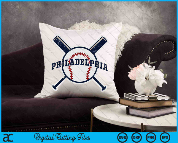 Vintage Filadelfia Béisbol Retro Filadelfia Cityscap SVG PNG Archivos de corte digital