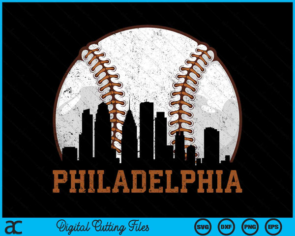 Vintage Philadelphia Cityscape Baseball SVG PNG Digital Printable Files