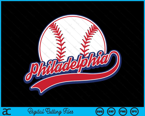 Vintage Philadelphia Cityscape Baseball SVG PNG Digital Cutting Files
