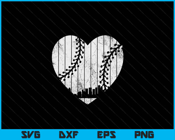 Vintage Phoenix Baseball Heart With Skyline SVG PNG Digital Cutting Files