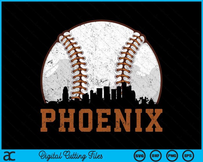 Vintage Phoenix Cityscape Baseball SVG PNG Digital Printable Files