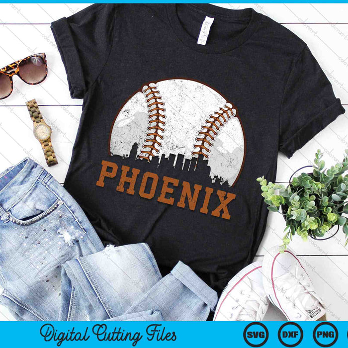 Vintage Phoenix Cityscape Baseball SVG PNG Digital Printable Files