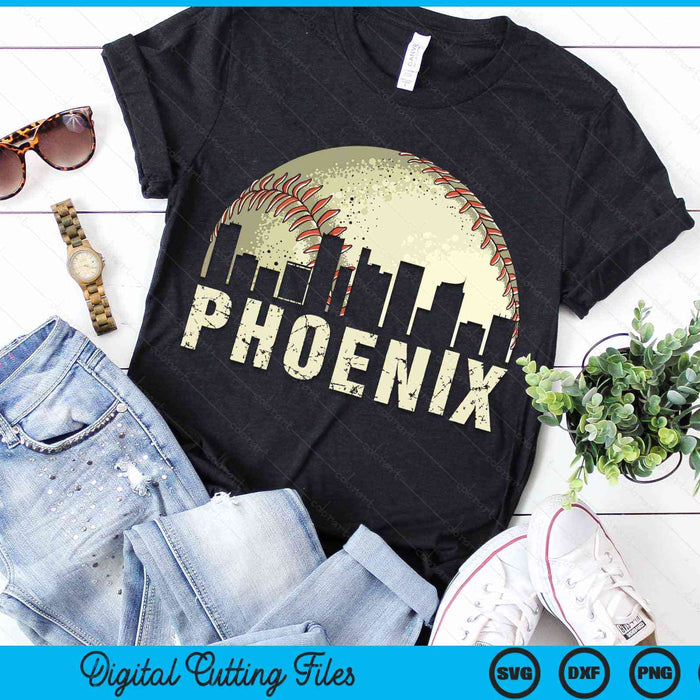 Vintage Phoenix Cityscape Baseball Lover SVG PNG Digital Cutting Files