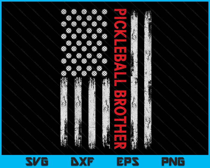 Vintage Pickleball Brother USA vlag SVG PNG digitale afdrukbare bestanden