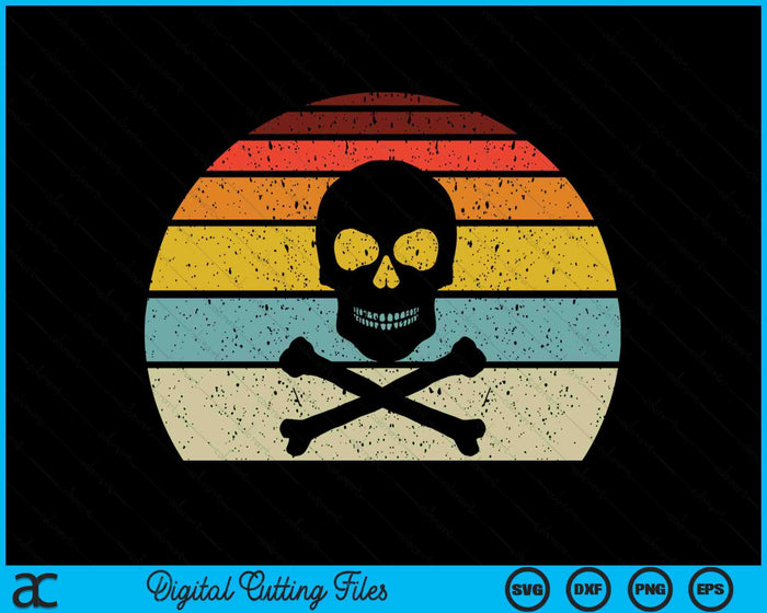 Vintage Pirate Skull Crossbones Flag Retro Style Halloween SVG PNG Digital Cutting Files