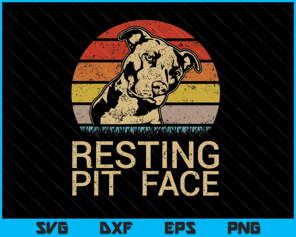 Vintage Pitbull Resting Pit Face Funny Pitbull Lovers SVG PNG Files ...