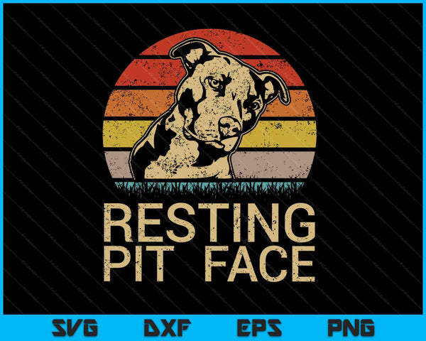 Vintage Pitbull descansando Pit Face divertidos amantes de Pitbull SVG PNG cortando archivos imprimibles