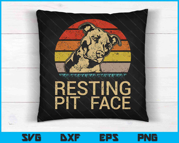 Vintage Pitbull Resting Pit Face Funny Pitbull Lovers SVG PNG Cutting Printable Files
