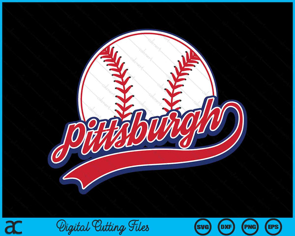 Vintage Pittsburgh Cityscape Baseball SVG PNG Digital Cutting Files