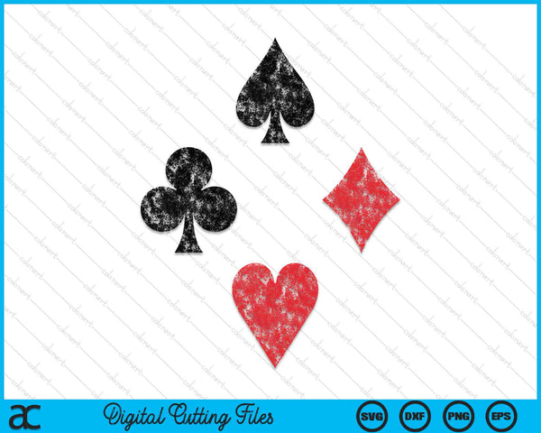 Vintage Playing Card Suits Spades Hearts Diamonds Clubs SVG PNG Digital Cutting Files