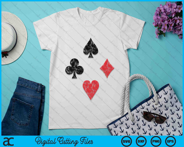 Vintage Playing Card Suits Spades Hearts Diamonds Clubs SVG PNG Digital Cutting Files