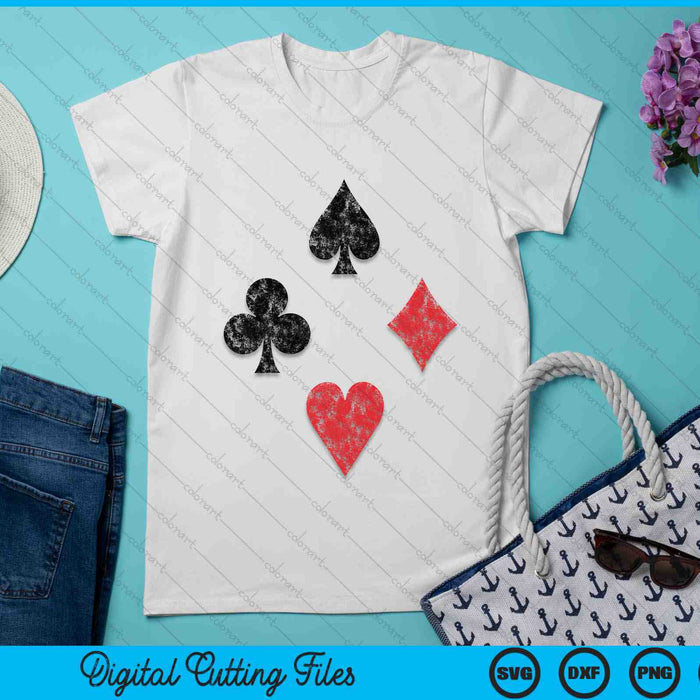 Vintage Playing Card Suits Spades Hearts Diamonds Clubs SVG PNG Digital Cutting Files