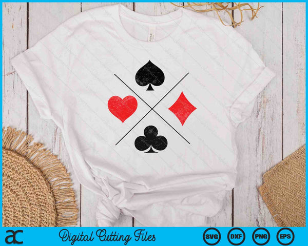 Vintage Playing Card Suits, Spades, Hearts, Diamonds, Clubs SVG PNG Digital Printable Files