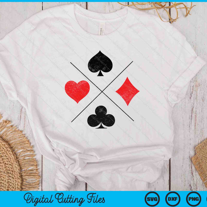 Vintage Playing Card Suits, Spades, Hearts, Diamonds, Clubs SVG PNG Digital Printable Files