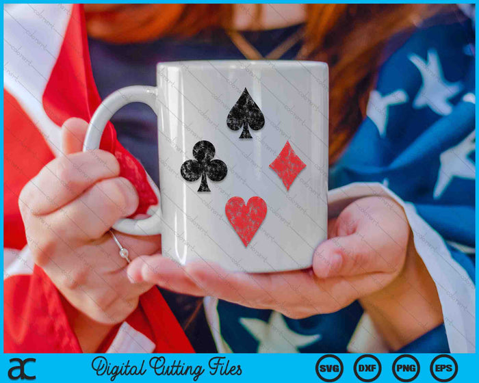 Vintage Playing Card Suits Spades Hearts Diamonds Clubs SVG PNG Digital Cutting Files