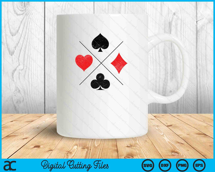 Vintage Playing Card Suits, Spades, Hearts, Diamonds, Clubs SVG PNG Digital Printable Files