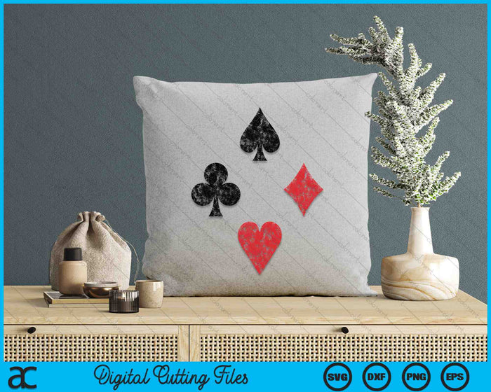 Vintage Playing Card Suits Spades Hearts Diamonds Clubs SVG PNG Digital Cutting Files