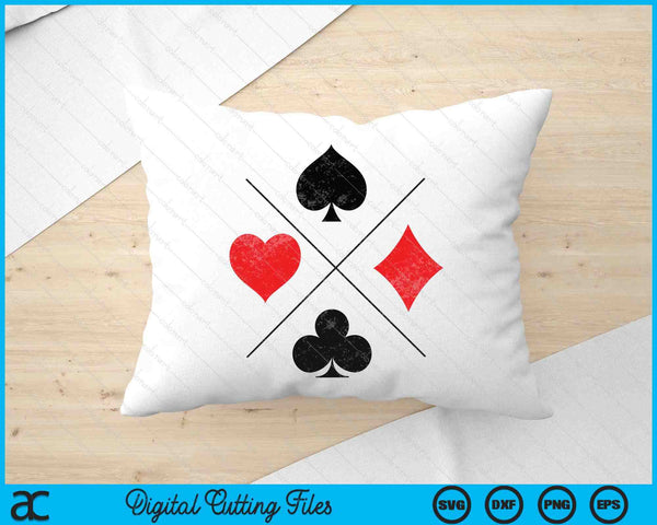 Vintage Playing Card Suits, Spades, Hearts, Diamonds, Clubs SVG PNG Digital Printable Files