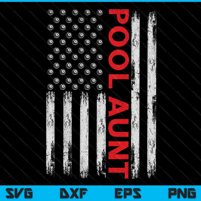 Vintage pool aunt USA flag SVG cut file