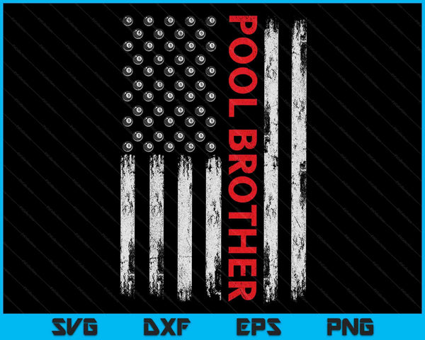 Vintage Pool Brother USA vlag SVG PNG digitale snijbestanden