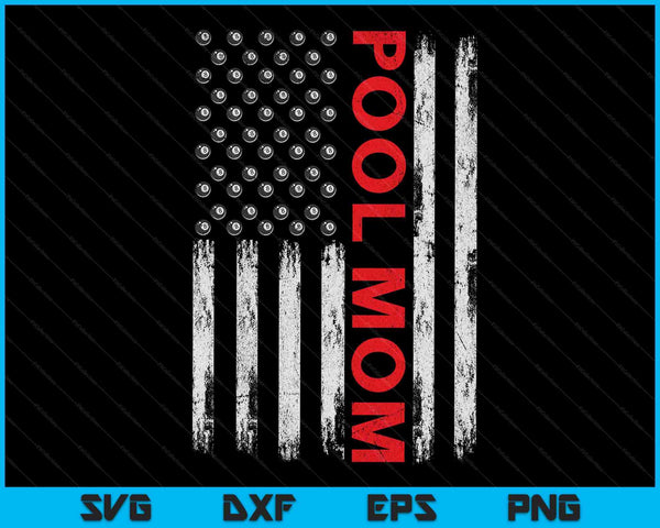 Vintage Pool Mom USA Flag SVG PNG Digital Cutting Files