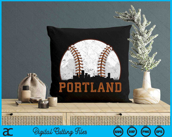 Vintage Portland Cityscape Baseball SVG PNG Digital Printable Files