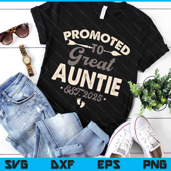Vintage Promoted To Great Auntie Est 2025 SVG PNG Digital Printable Files