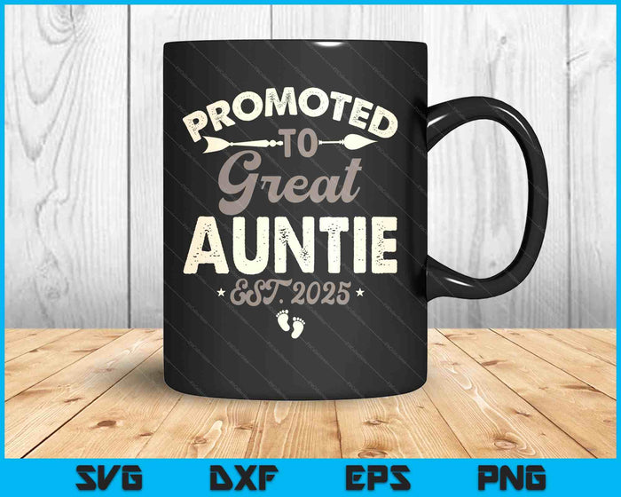 Vintage Promoted To Great Auntie Est 2025 SVG PNG Digital Printable Files