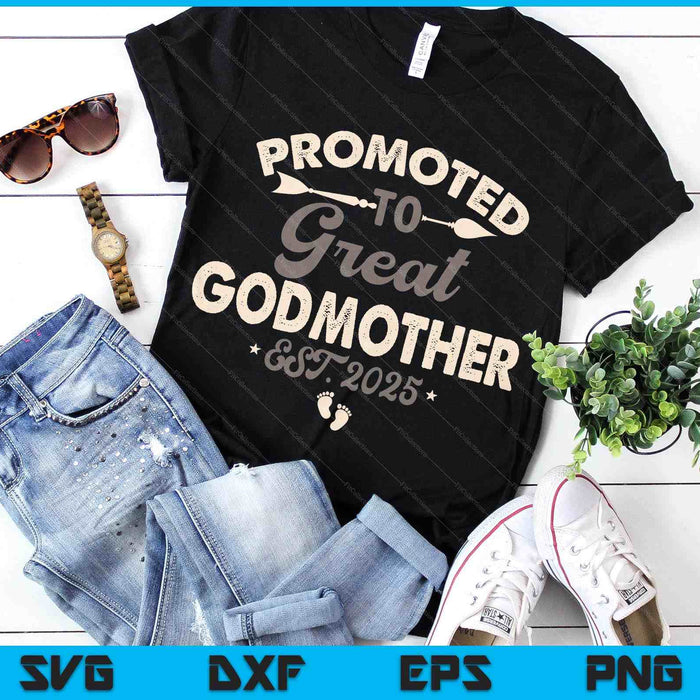 Vintage Promoted To Great Godmother Est 2025 Daddy Father's Day SVG PNG Digital Printable Files