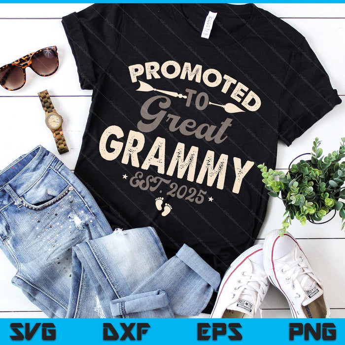Vintage Promoted To Great Grammy Est 2025 SVG PNG Digital Printable Files