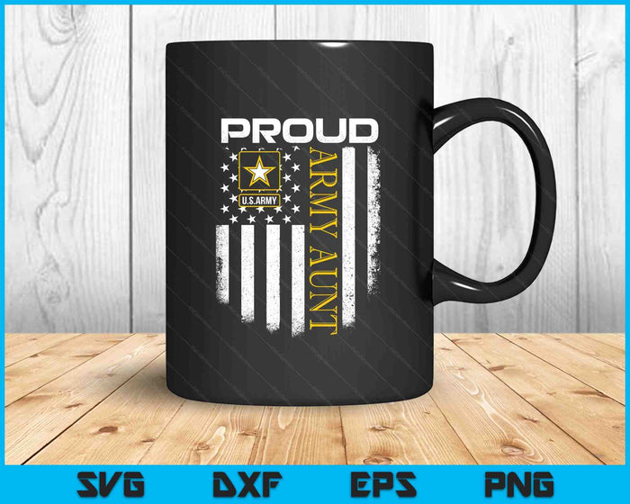 Vintage Proud Army Aunt With American Flag SVG PNG Digital Printable Files